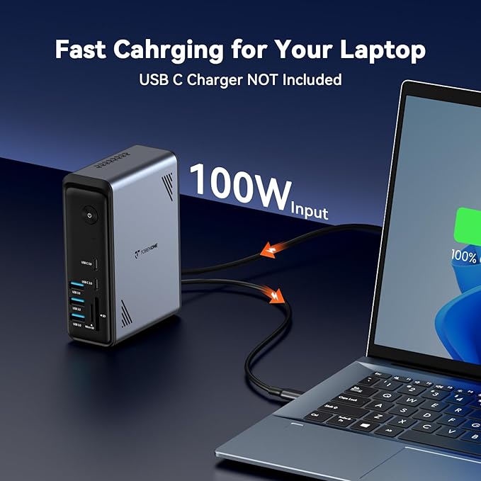 TobenONE 18 in 1 Laptop Docking Station 3 Monitors, Triple 4K Display - Image 6