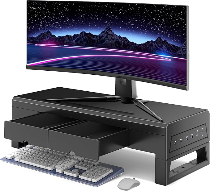 Computer monitor stand with 2 drawer ，Laptop Desk Shelf & Monitor Riser by Unknown