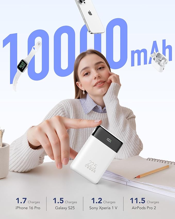 VEGER Portable Charger with Built in Cable, 10000mAh 22.5W Fast Charging USB C - Image 4