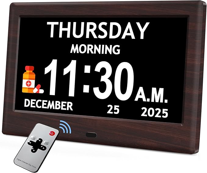 7'' Dementia Clock For Seniors, Large Display Digital Clock by Flyruit
