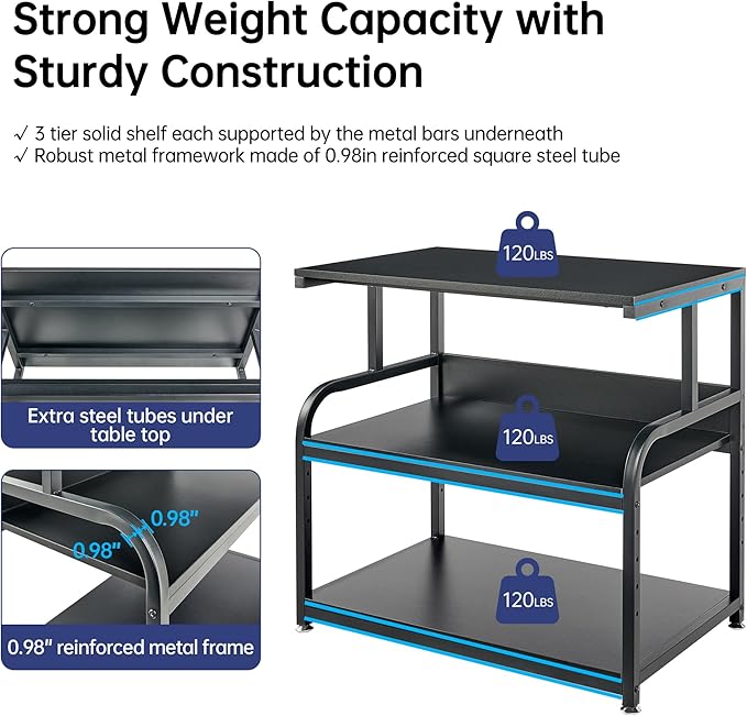 Fannova 32.3" x 18.9" Extra Large Printer Stand Table - Image 3