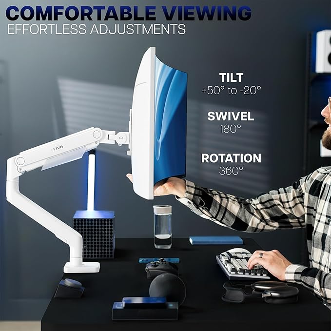 VIVO Heavy Duty Aluminum Ultrawide Monitor Tension Arm - Image 5
