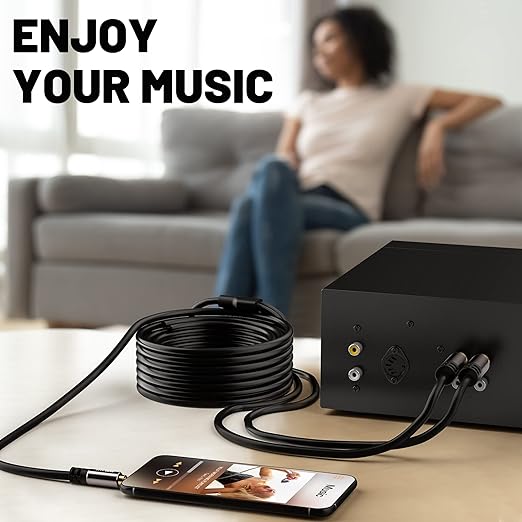 Kxable 3.5mm to RCA Cable 100FT, 2 Male RCA to Aux Stereo Audio Adapter - Image 4