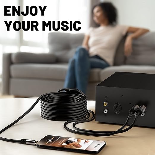 3.5mm to RCA Cable 25FT, 2 Male RCA to Aux Stereo Audio Adapter, Hi-Fi Sound - Image 5