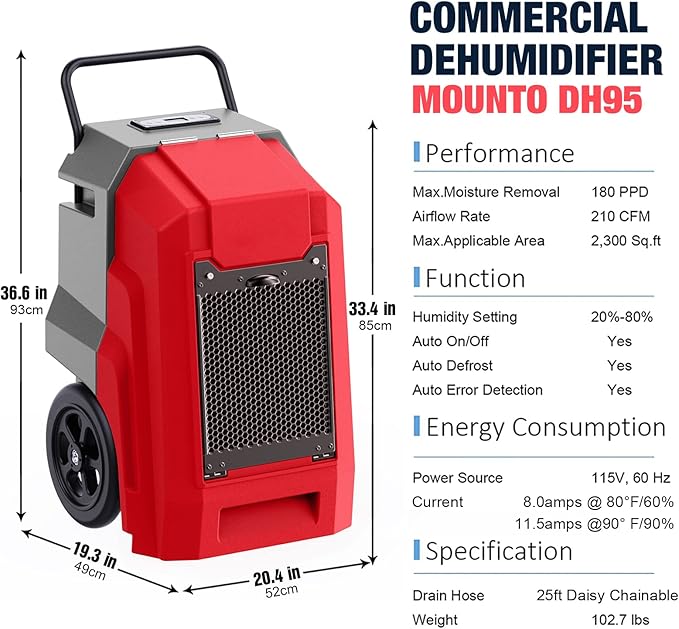 MOUNTO 180Pints Commercial Dehumidifier - Image 6