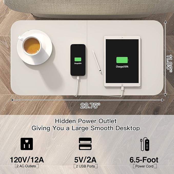 LIDYUK End Table with Charging Station, Nightstands Set of 2 - Image 3