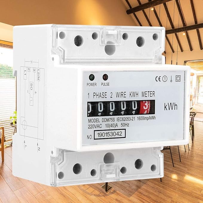 DDM75S Electric Meter, Single Phase 4P Din Rail Energy Meter LED Electricity - Image 3