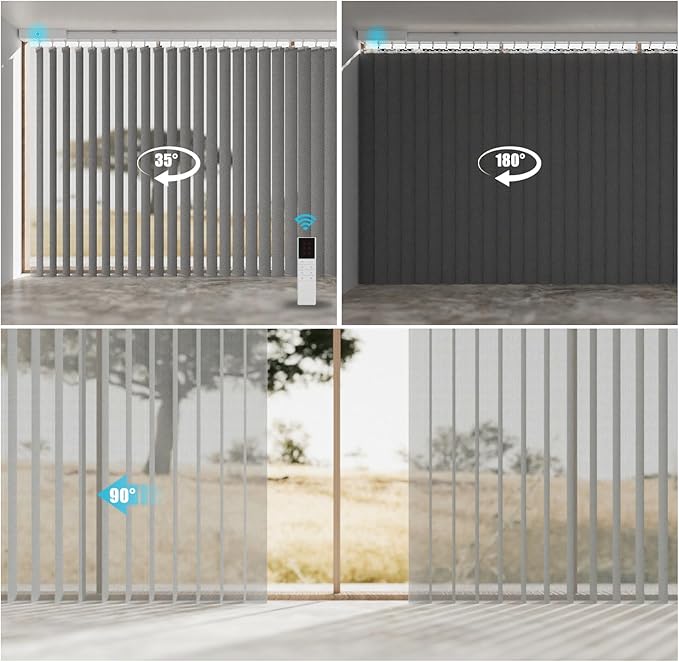 Blindify Motorized Sheer Vertical Blinds, Light Filtering Smart Rechargeable - Image 2