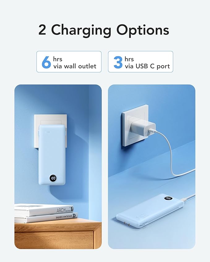 VRURC Portable Charger with Wall Plug and Cables, 10000mAh Power Bank with - Image 4