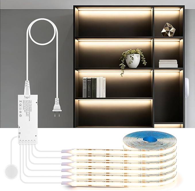 CHNMALITAI 12V Under Cabinet Lighting Kit, 3.3Ft 6-in-1 Self-Adhesive COB LED by CHNMALITAI
