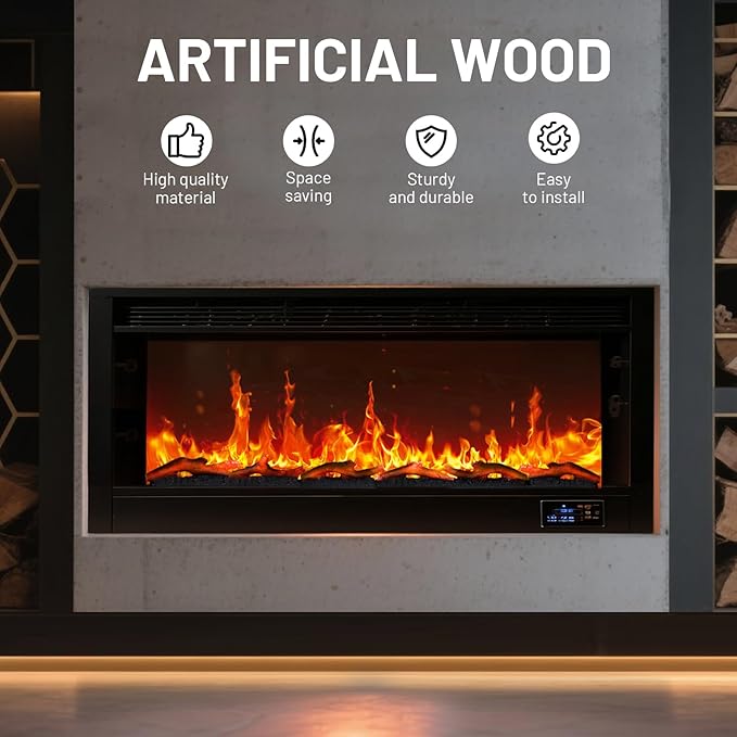 Electric Fireplace Wall Fireplace Recessed 3 Log Flame Colors Electric - Image 4