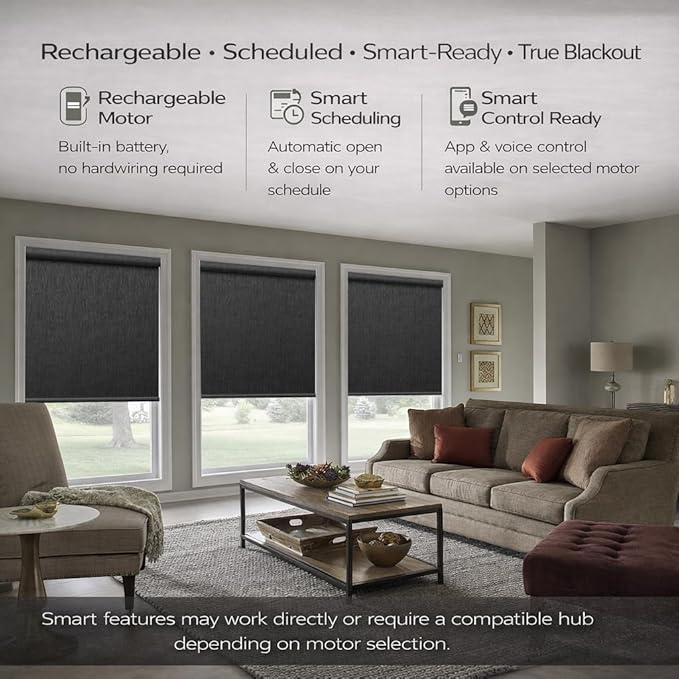 Zshine Motorized Blackout Window Blinds Customize Width Remote Control Wireless - Image 2