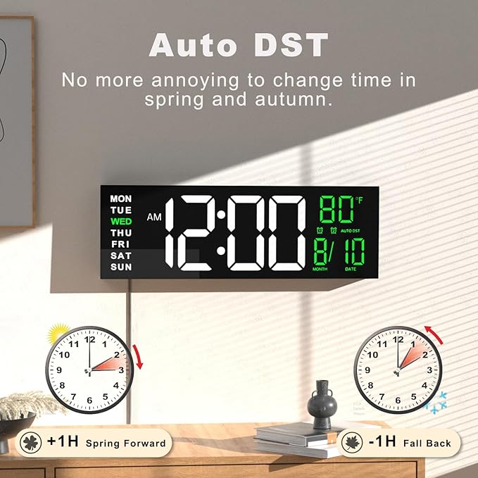 JALL 16" Large Digital Wall Mount Clock, Count Down Timer, Big LED, RGB Color - Image 5