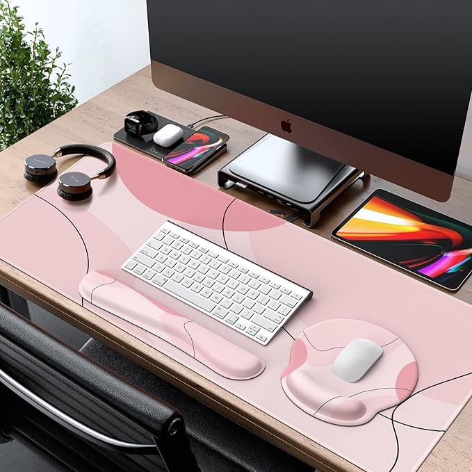 iCasso Large Gaming Mouse Pad Wrist Support Set, Desk Mat, 4in1 XXL Mousepad + - Image 7