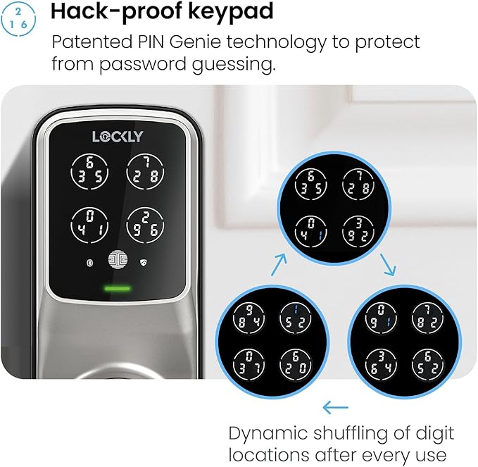 Lockly Secure Plus Smart Lock Bluetooth, 3D Biometric Fingerprint Sensor Front - Image 4
