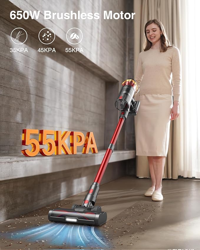 Cordless Vacuum Cleaner, 650W 55KPa 70Mins Vacuum Cleaners - Image 2