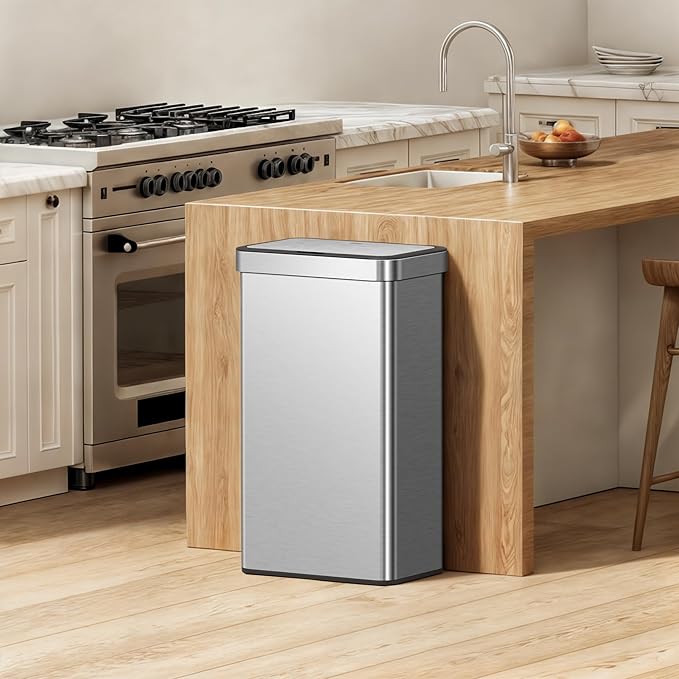 EKO Nova Sensor Trash Can, 21 Gallon/80 Liter Stainless Steel Rectangular - Image 3