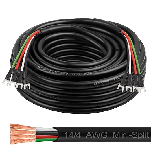 MOOKEERF 14/4 AWG Mini-Split Cable - 30FT 14 AWG 4 Conductor Control Cable 300V by MOOKEERF