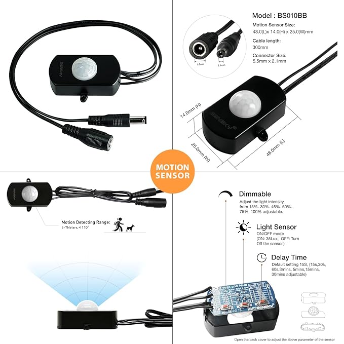 Sensky 19.7ft/6m Motion Activated LED Strip Light Kit Flexible LED Strip Motion - Image 4