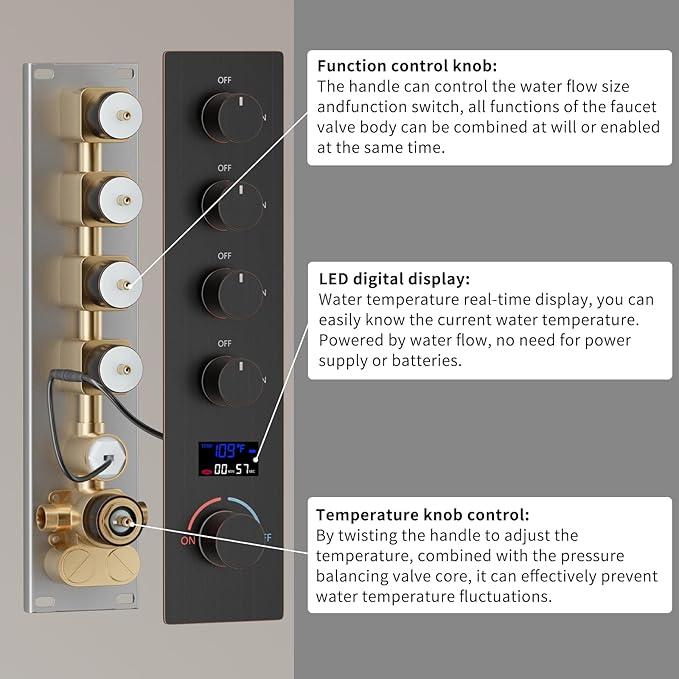 KATAIS Oil Rubbed Bronze Digital Display Shower System - Image 7