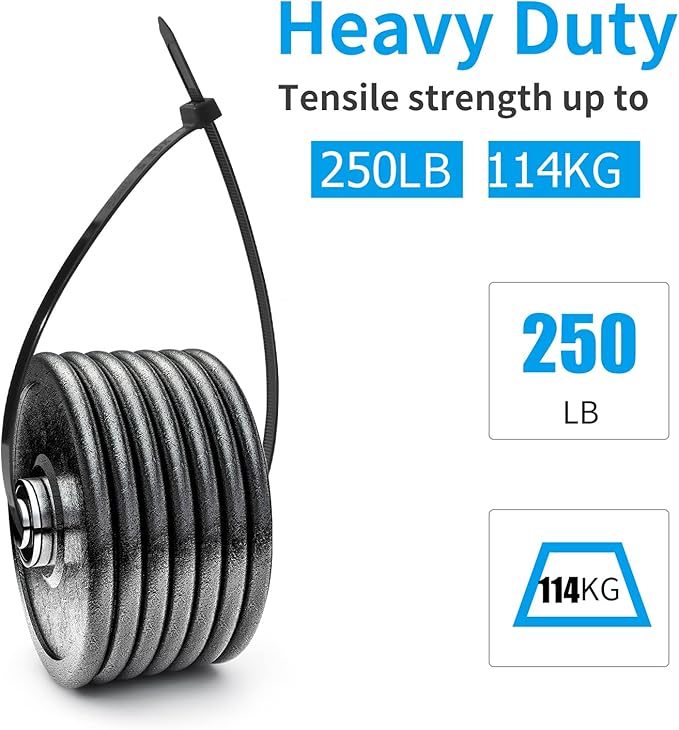 XINGO 60 inch Blcak Long Zip Ties Heavy Duty 20 PCS, 250 lbs Ultra Strong - Image 3