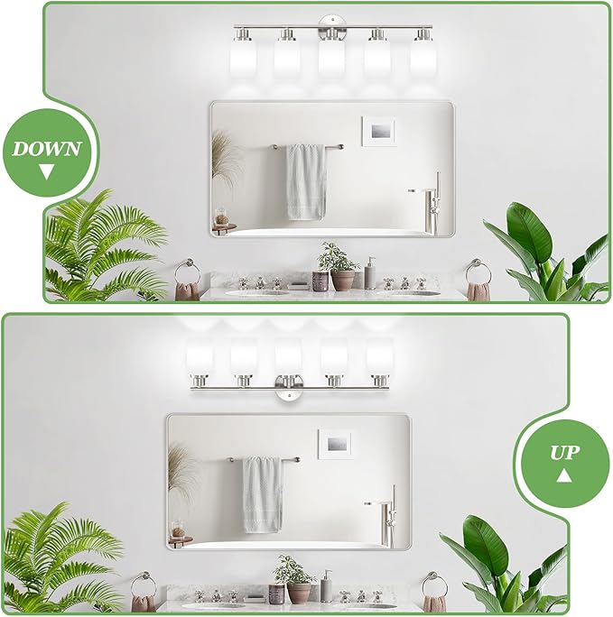 Guliaofo 5-Light Brushed Nickel Vanity Lights, Bathroom Light Fixtures - Image 4