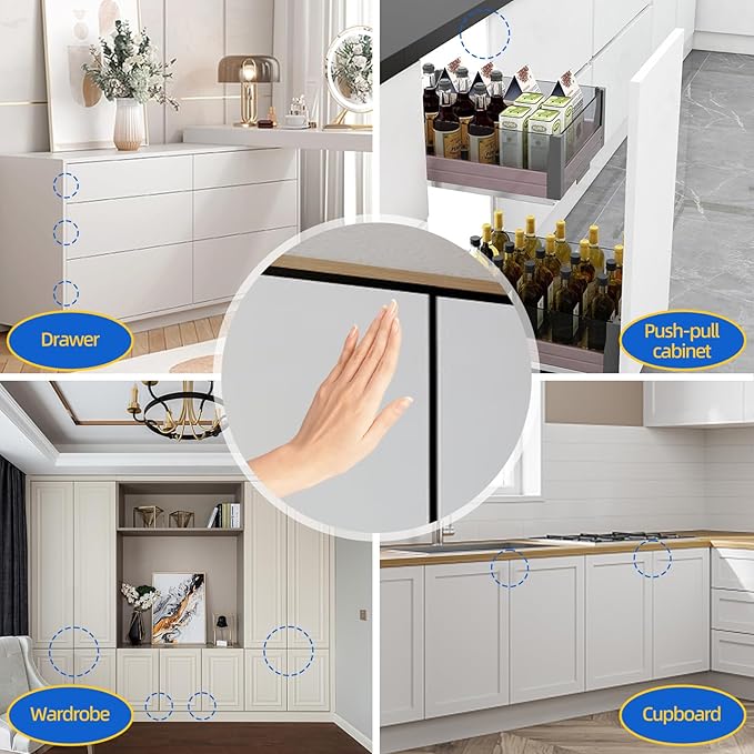 Push to Open Drawer Latch Jiayi 6 Pack Heavy Duty Magnetic Cabinet Latches - Image 4