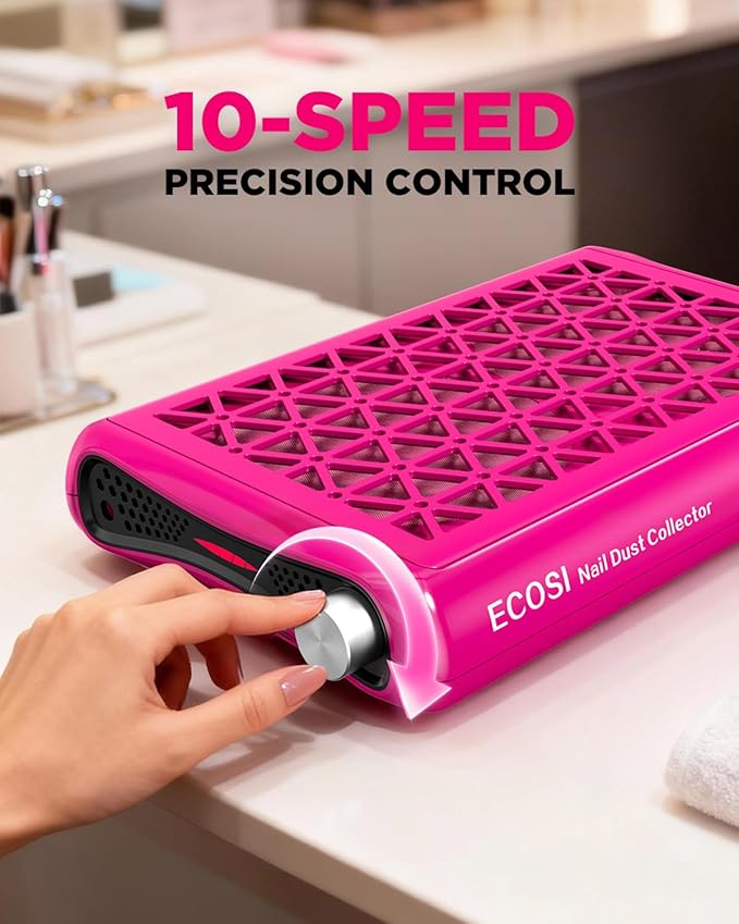 ECOSI Nail Dust Collector, Dual Turbo & 1600PA Professional Vacuum Fan Dust - Image 4