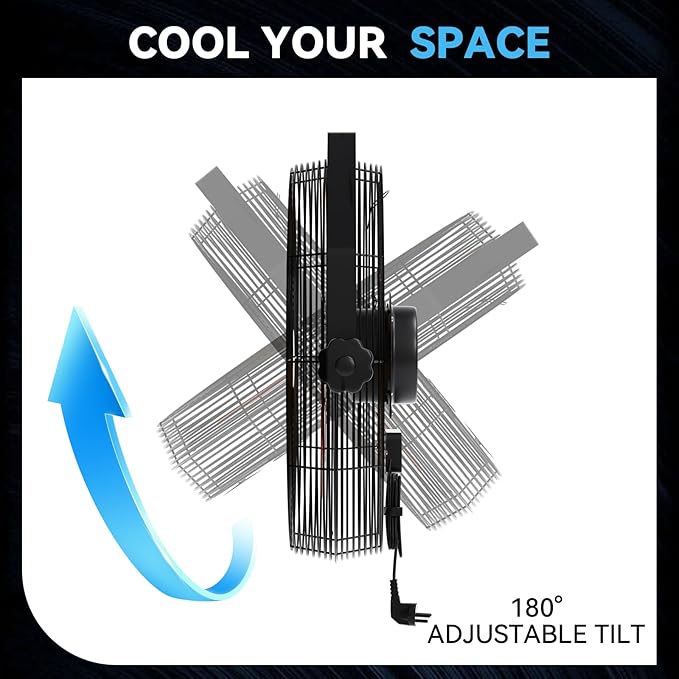 Fanqiebros 4580 CFM 18 inch High Velocity Wall Mounted Fan, 3-Speed Metal Fan - Image 5