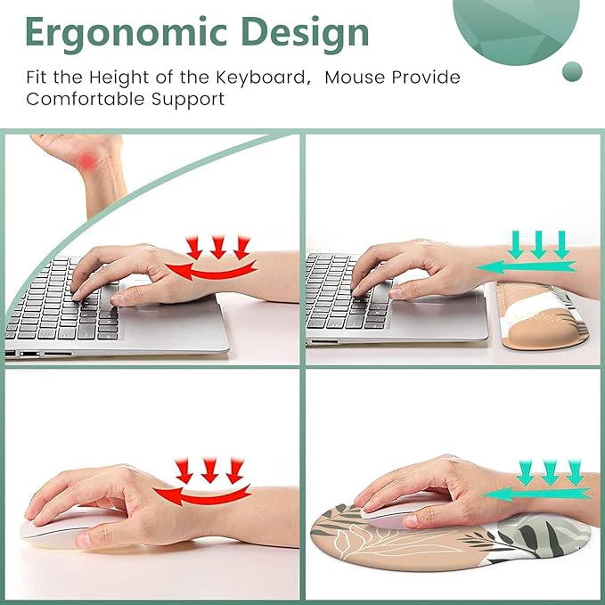 iLeadon Mouse Pad with Wrist Rest Set, Keyboard Wrist Rest + Ergonomic Mouse - Image 2