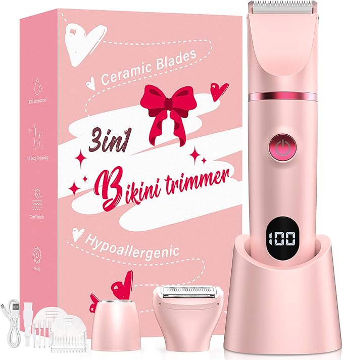 Crolanli Bikini Trimmer for Women, 3-in-1 Electric Razors for Women, IPX7 by Crolanli