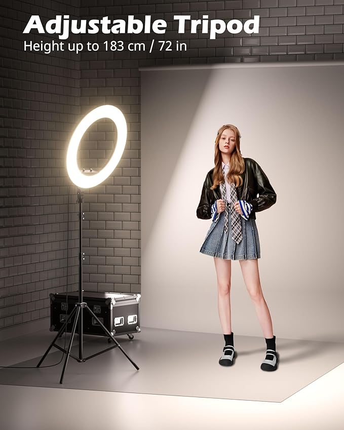 UBeesize 22'' Ring Light with 72'' Stand, 65W Large Ring Light with Phone Holder - Image 5