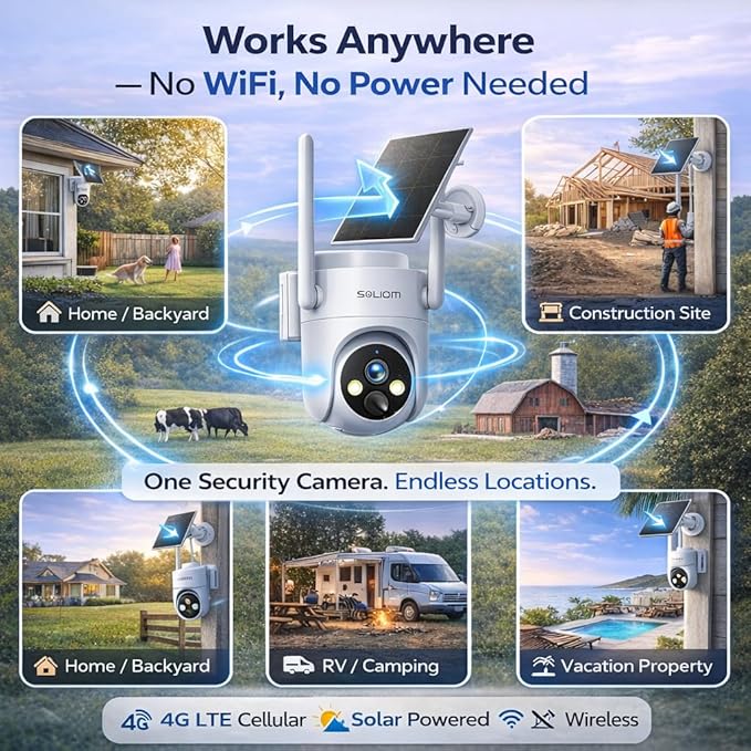 SOLIOM 4G LTE Cellular Security Camera, No WiFi Security Camera, Security - Image 2