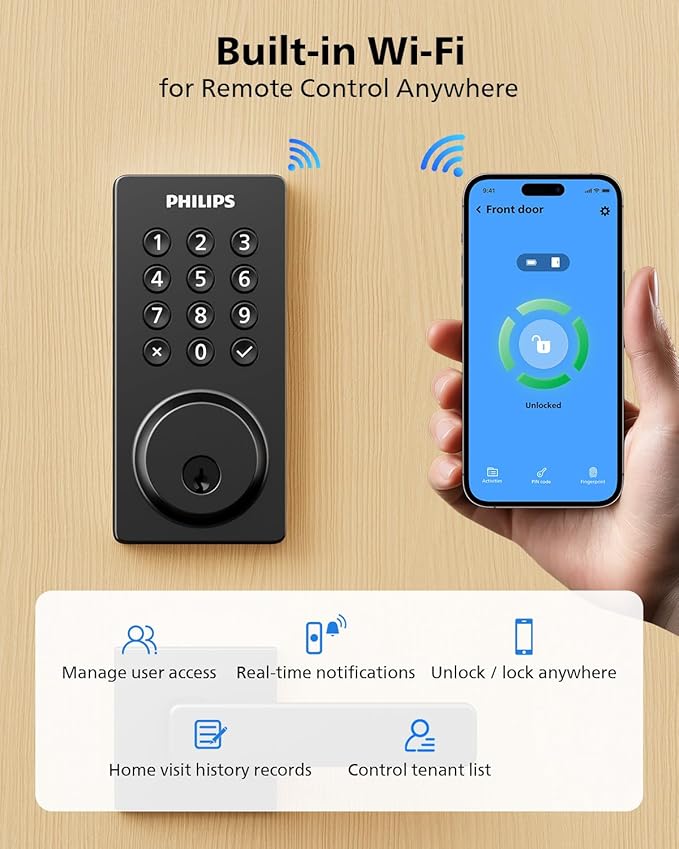 Philips Wi-Fi Smart Door Lock, Keyless Entry Door Lock - Image 2