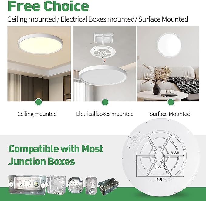 2PK 15.8 Inch LED Flush Mount Ceiling Light, 3000K/4000K/6000K CCT Selectable - Image 3