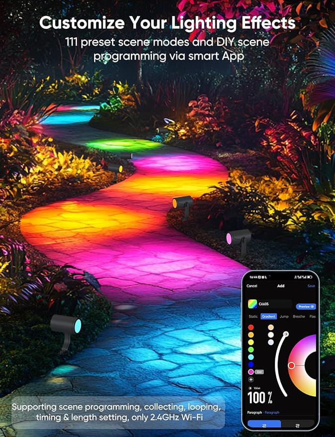APPECK Smart Outdoor Spot Lights 24W, RGBCW Color Changing Landscape Lights 4 - Image 4