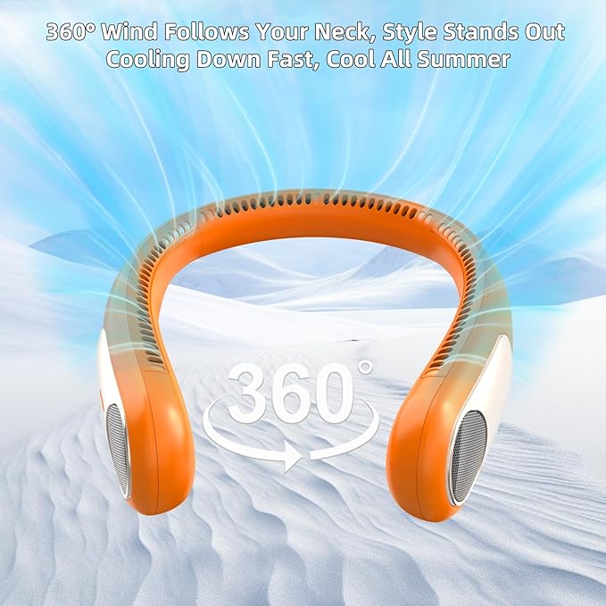 Portable Neck Fan, Personal Wearable Bladeless Fan, LED Display, 6000mAh USB - Image 2