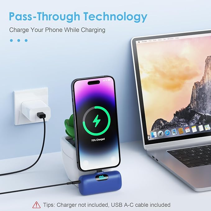 Mini Portable Charger USB C Power Bank, Upgraded 5000mAh PD Fast Charging - Image 2