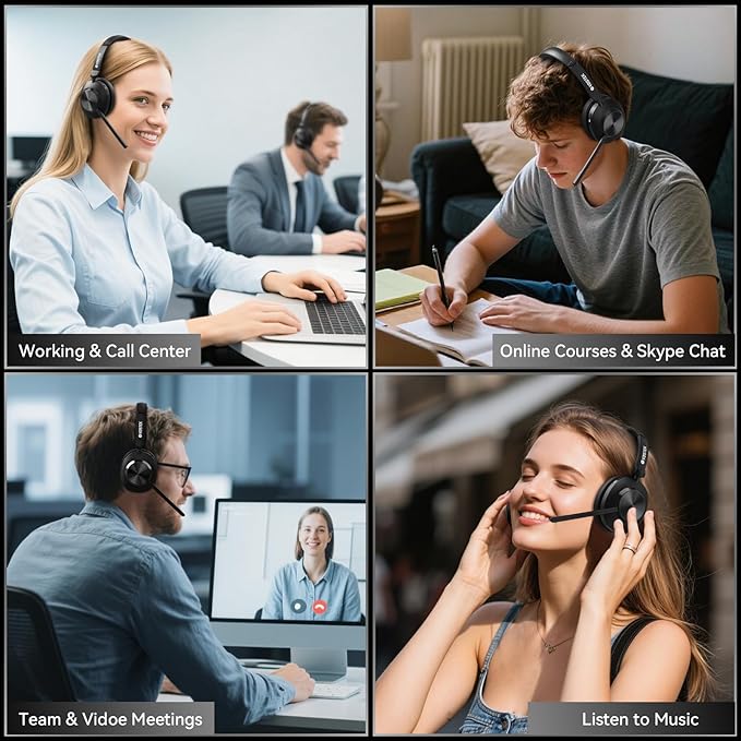 Wireless Headset with Mic, Wireless Work Headset with Mic Noise Cancelling & - Image 7