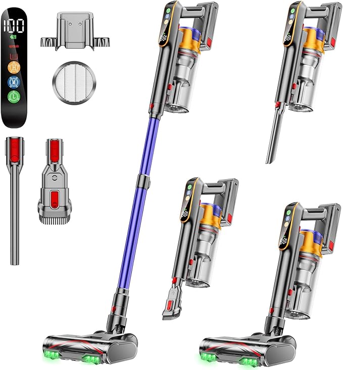 DIFFULL Cordless Vacuum Cleaner, 650W 55KPA 70Mins Vacuum Cleaners by DIFFULLVacuumCleaner