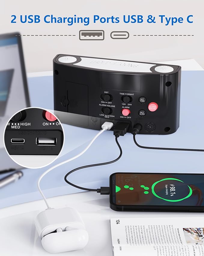 Mesqool Digital Alarm Clock for Bedroom, 7.5" Big Display, 7-Color Night Light - Image 5