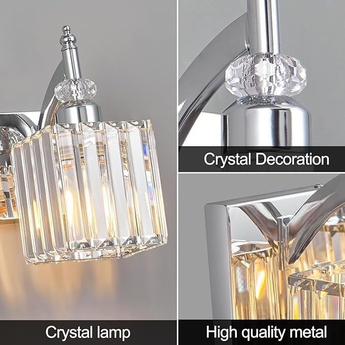 BBLLWJ Modern Bathroom Vanity Light 3-Light Chrome Crystal Light Fixtures Over - Image 5