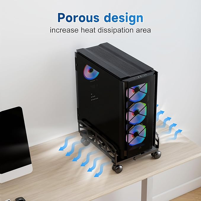 Pholiten Adjustable Computer Tower Stand, 7.28 to 11.81 inch Wide Steel CPU - Image 6