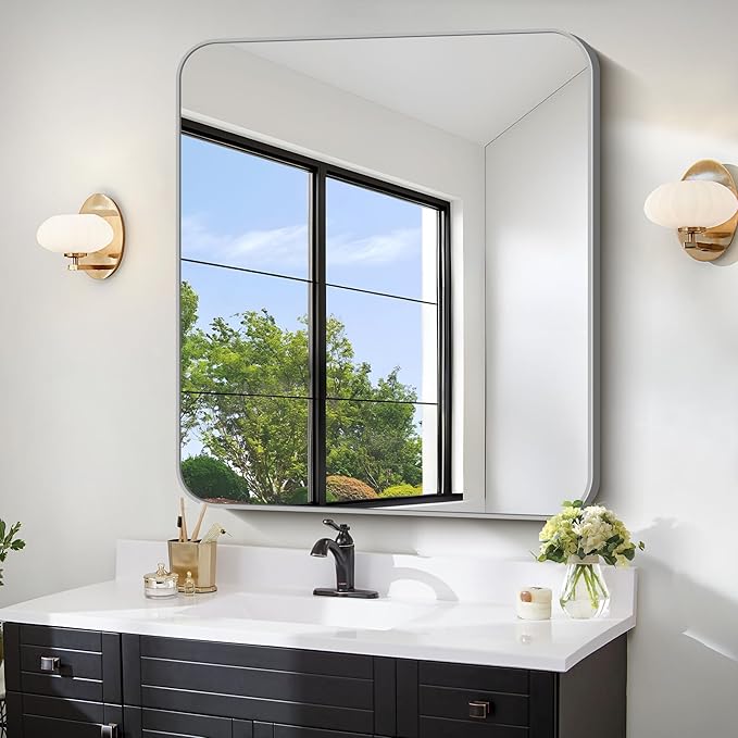 FORBATH 30x30 Inch Silver Bathroom Mirror by FORBATH