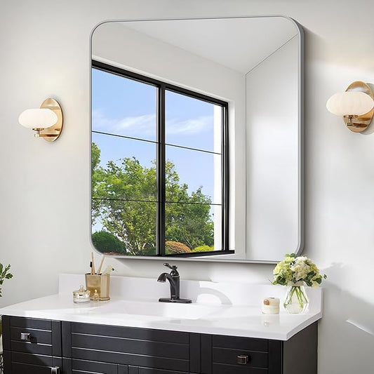FORBATH 30x30 Inch Silver Bathroom Mirror by FORBATH