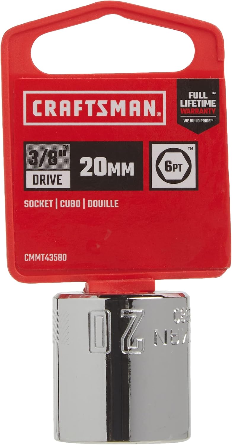 CRAFTSMAN Shallow Socket, Metric, 3/8-Inch Drive, 20mm, 6-Point (CMMT43580)