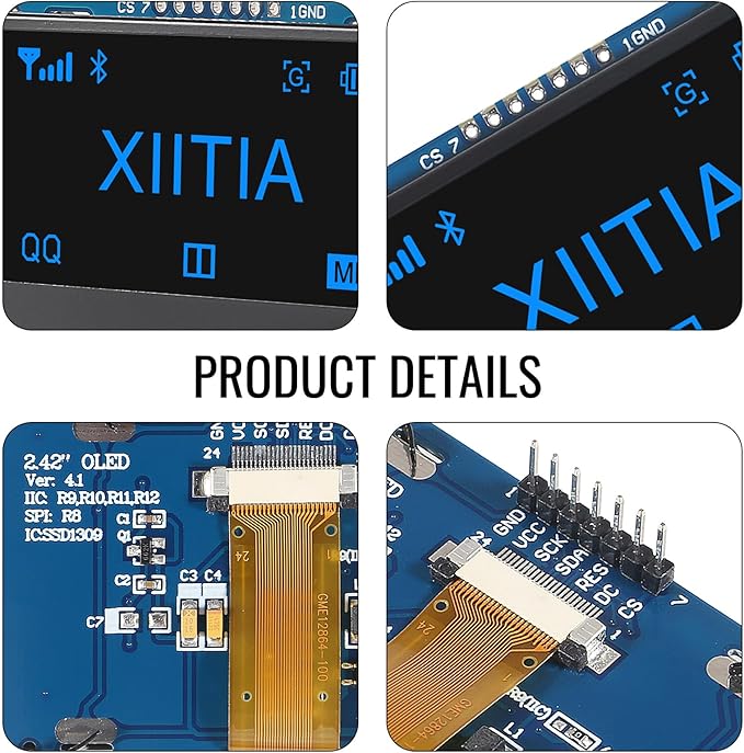 XIITIA 2pcs 2.42 inch 128x64 OLED LCD Display Module SSD1309 7 Pin SPI/IIC I2C - Image 4