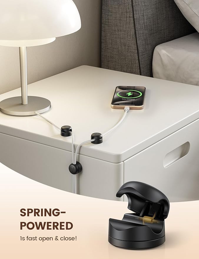 6Pack Rotatable Cord Organizer, Spring Cable Clips - Image 5