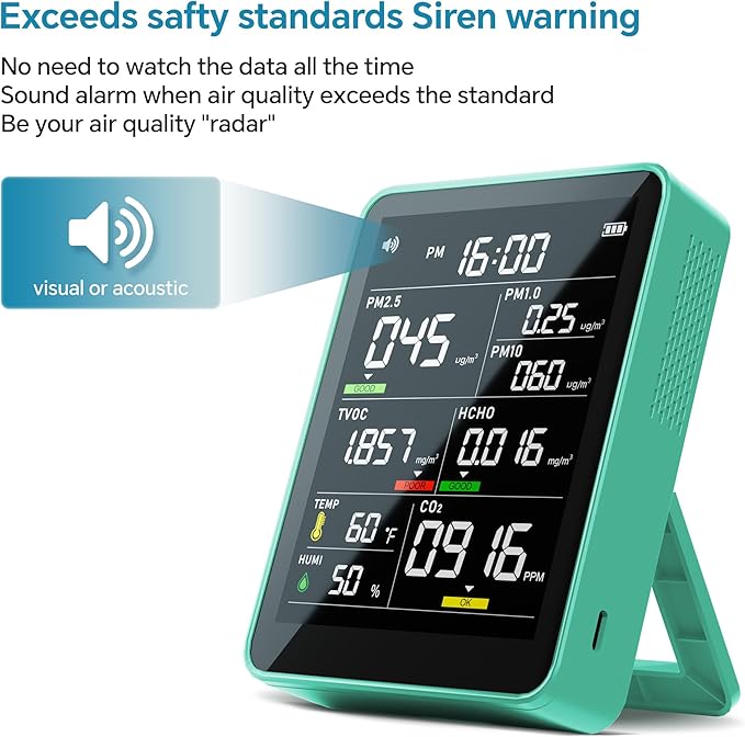 Air Quality Monitor Indoor, 13-in-1 Smart Air Quality Tester - Image 4