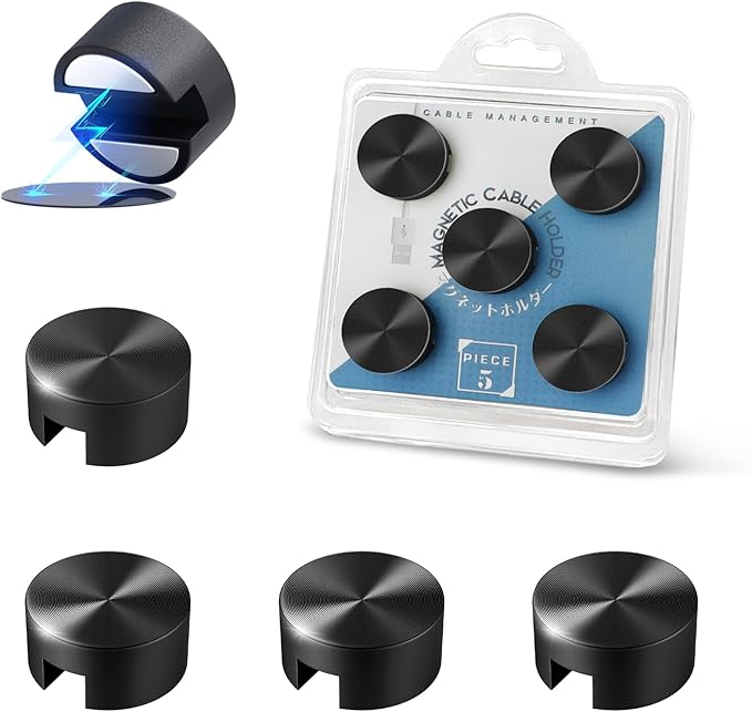 Magnetic Cord Holder Metal Black, Maveek Silicone Cable Clips Magnet Wire by Maveek